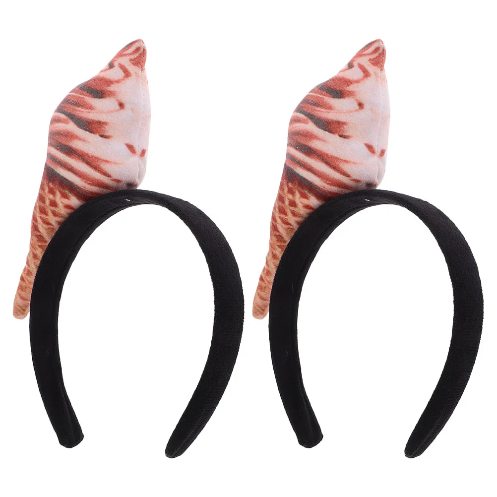 2 Pcs Hair Clips Paper Cup Ice Cream Headband Child Bands Candy Fabric Accessories