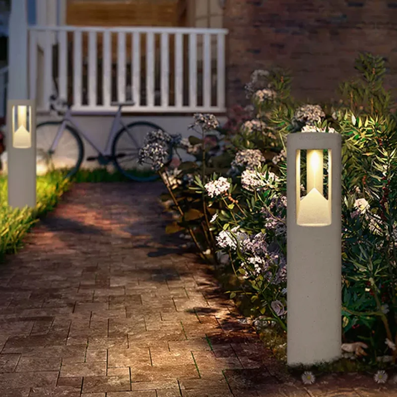 Outdoor Lawn Lamp  Outdoor Waterproof Garden Lamp Indoor And Outdoor Minimalist Cement Lamp  Terrazzo Column Head Lamp  Garden L