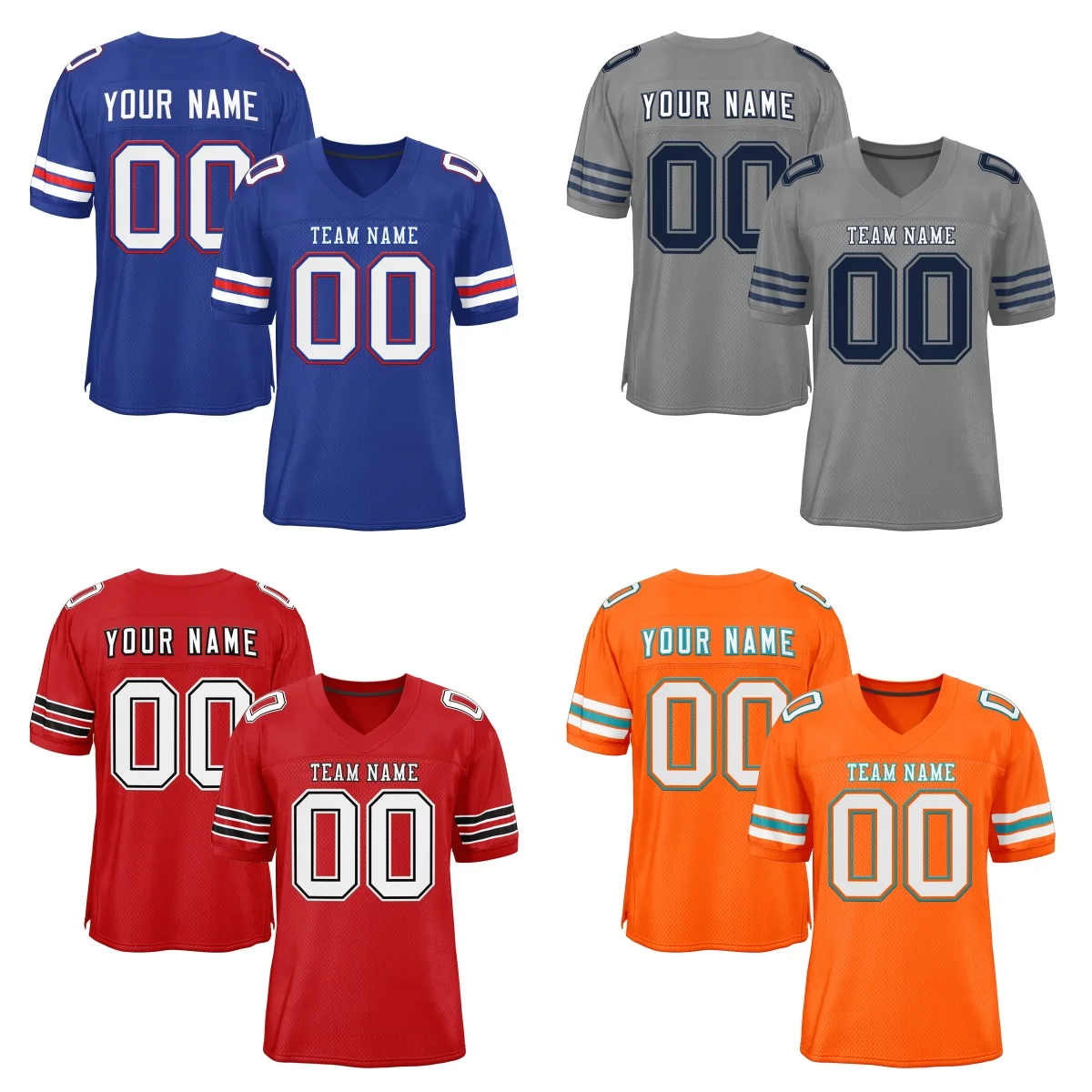 Personalized Football Jersey Printed Team Name & Number Football Shirt for Men Women Youth Kids