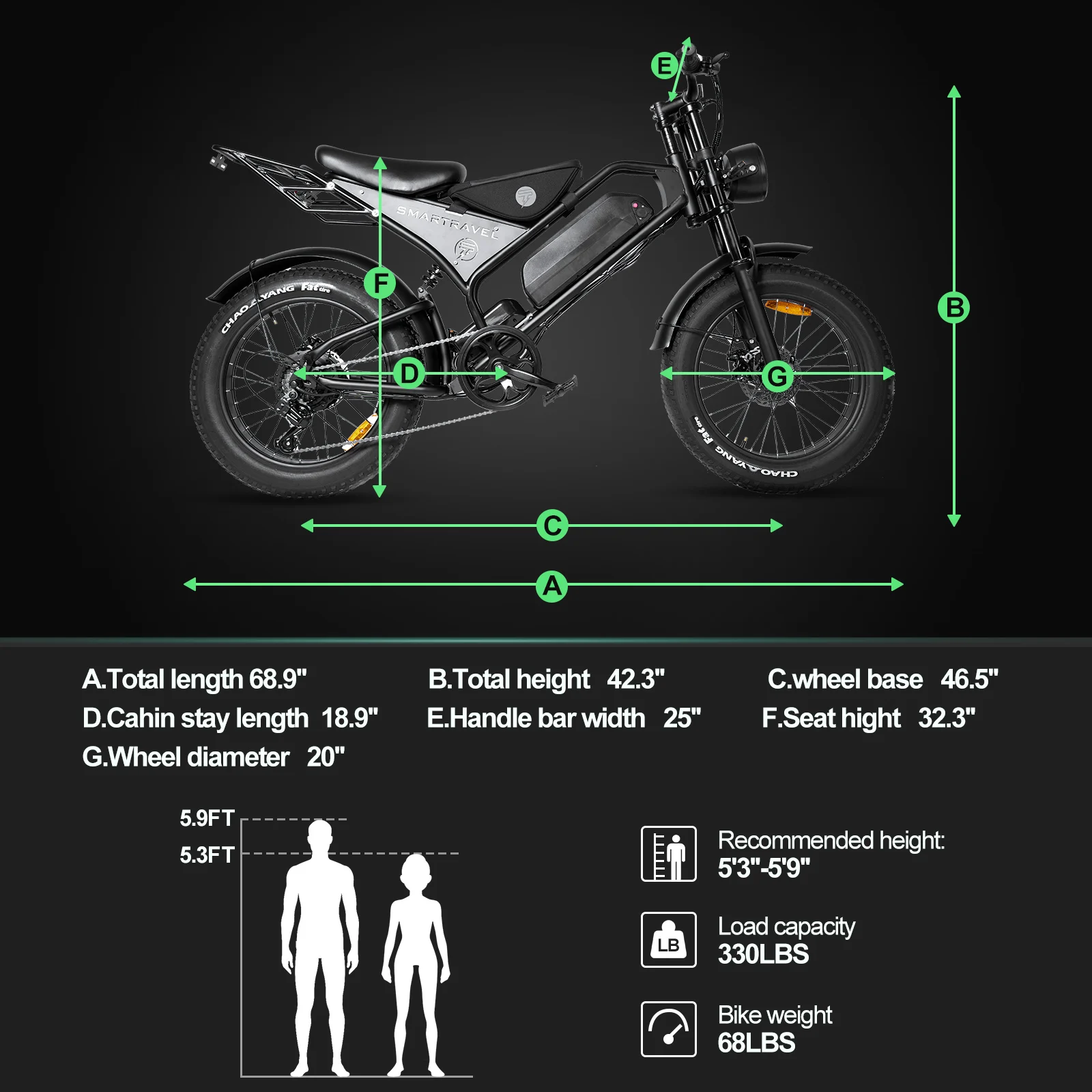大人用電動自転車、1000W、28MPH、48V15AHバッテリー、最大40マイル電動バイク、20インチファットタイヤダートバイク、7速Eバイク