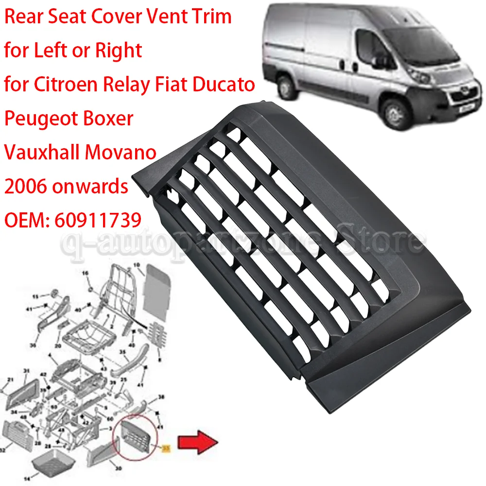 

Car Rear Seat Cover Vent Trim 60911739 For Citroen Relay Fiat Ducato Peugeot Boxer Vauxhall Movano 2006-2025