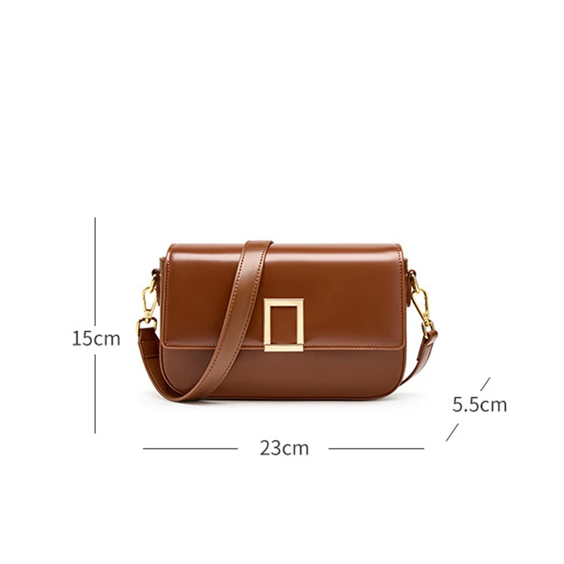 Classic Lady\'s Split Leather Handbag Female Horizontal Square Shoulder Bags Fashion Solid Color Women Messenger Bags New 2023