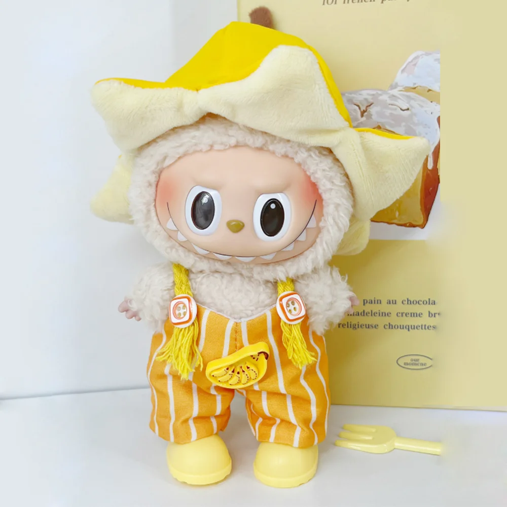 

(No Doll) For 17cm Labubu Doll Clothing Accessories Casual Doll Fruit Banana Clothing Set