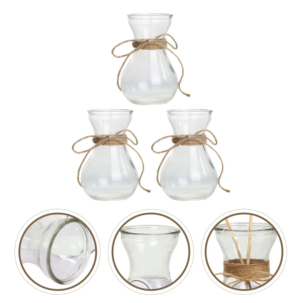 

3Pcs Transparent Glass Flower Vase Hydroponic Plant Holder DIY Container Tabletop Decor Simple Style Transparent Glass Vase