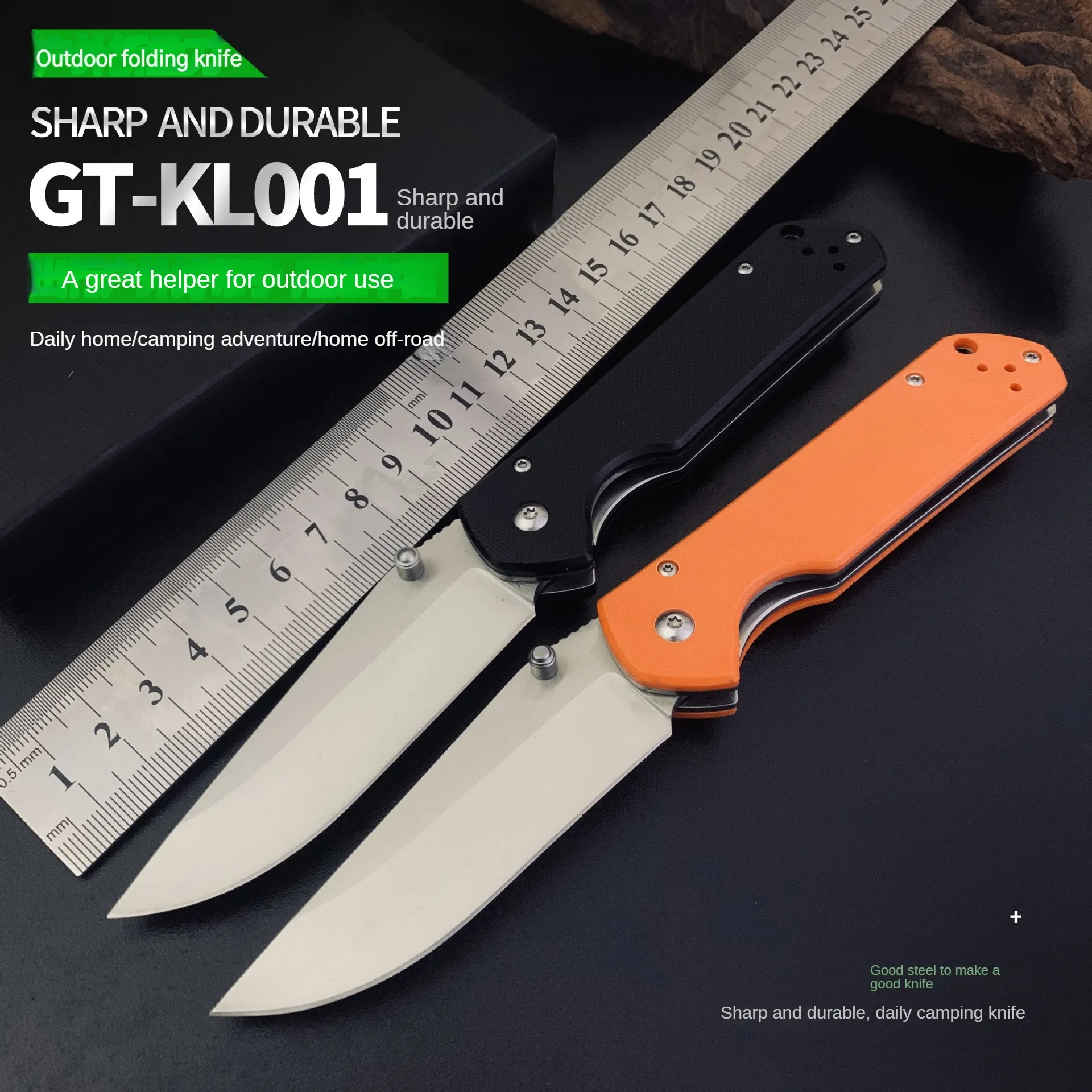 

GT-KL001 Outdoor Practical High Hardness Folding Knives 8Cr13Mov Blade G10 All Steel Handle Portable Folding Knife