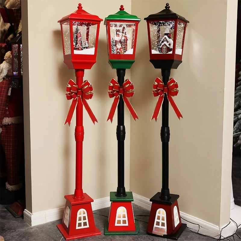 Cross-border Korean Christmas music snow street lamp ornament old man snowman deer hotel mall holiday decoration