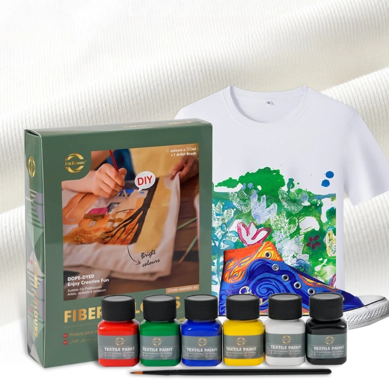 6-color 30ml Textile Pigments Waterproof Non-fading Highly Saturated for DIY Clothing Home Decoration Handicraft Production