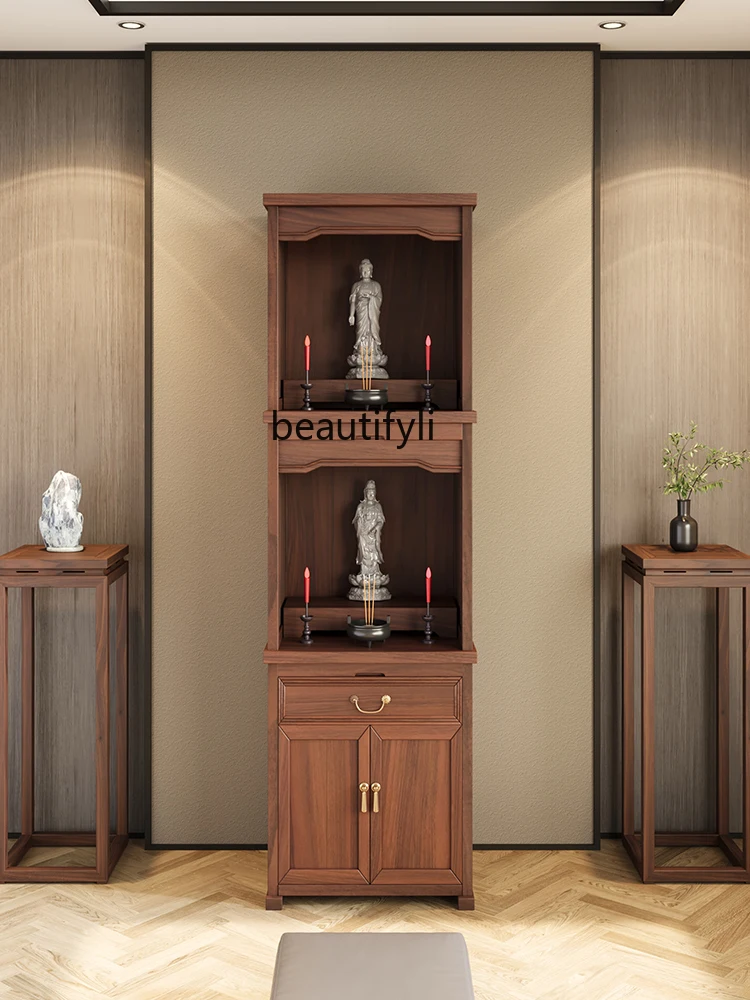 

Double-Layer Elm Buddha Niche Clothes Closet Altar Cabinet Buddha Cabinet God of Wealth Altar Solid Wood Household