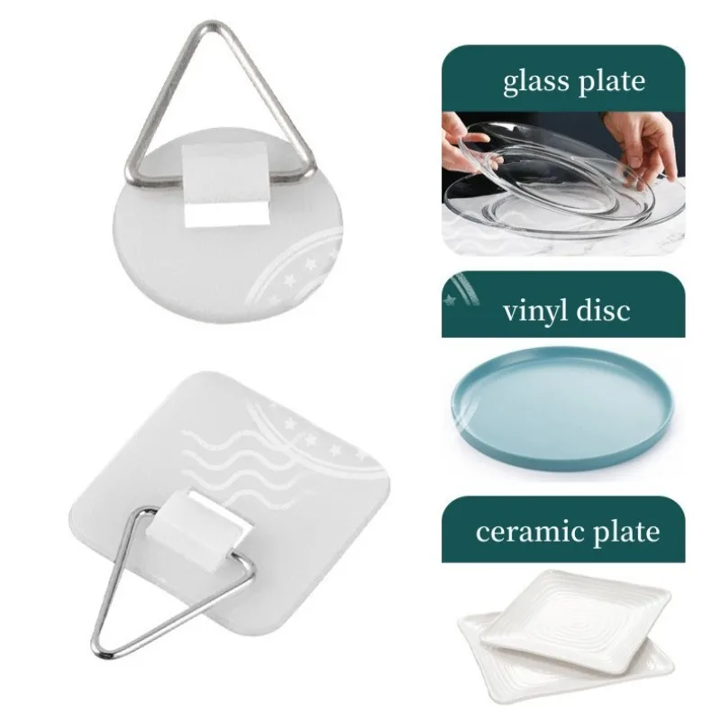 

10PCS Invisible Adhesive Plate Hanger Self-Adhesive Wall Dish Hanging Hook Vertical Pictures Holders Home Art Decor Accessories