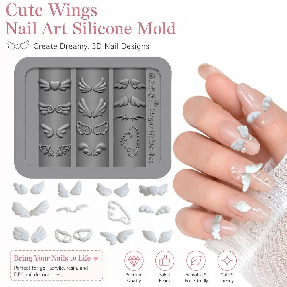 Y2K Mini Cute Butterfly Wings Note Bowtie 3D Nail Art Decorations Transparent Silicone Mold for Nail Artistry