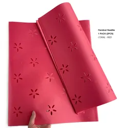 2PCS/ Pack Handcut Coral red SEGO Headtie Fashionable African Gele Ipele High Quality Head Tie Wrap Traditional Bandana Scarf