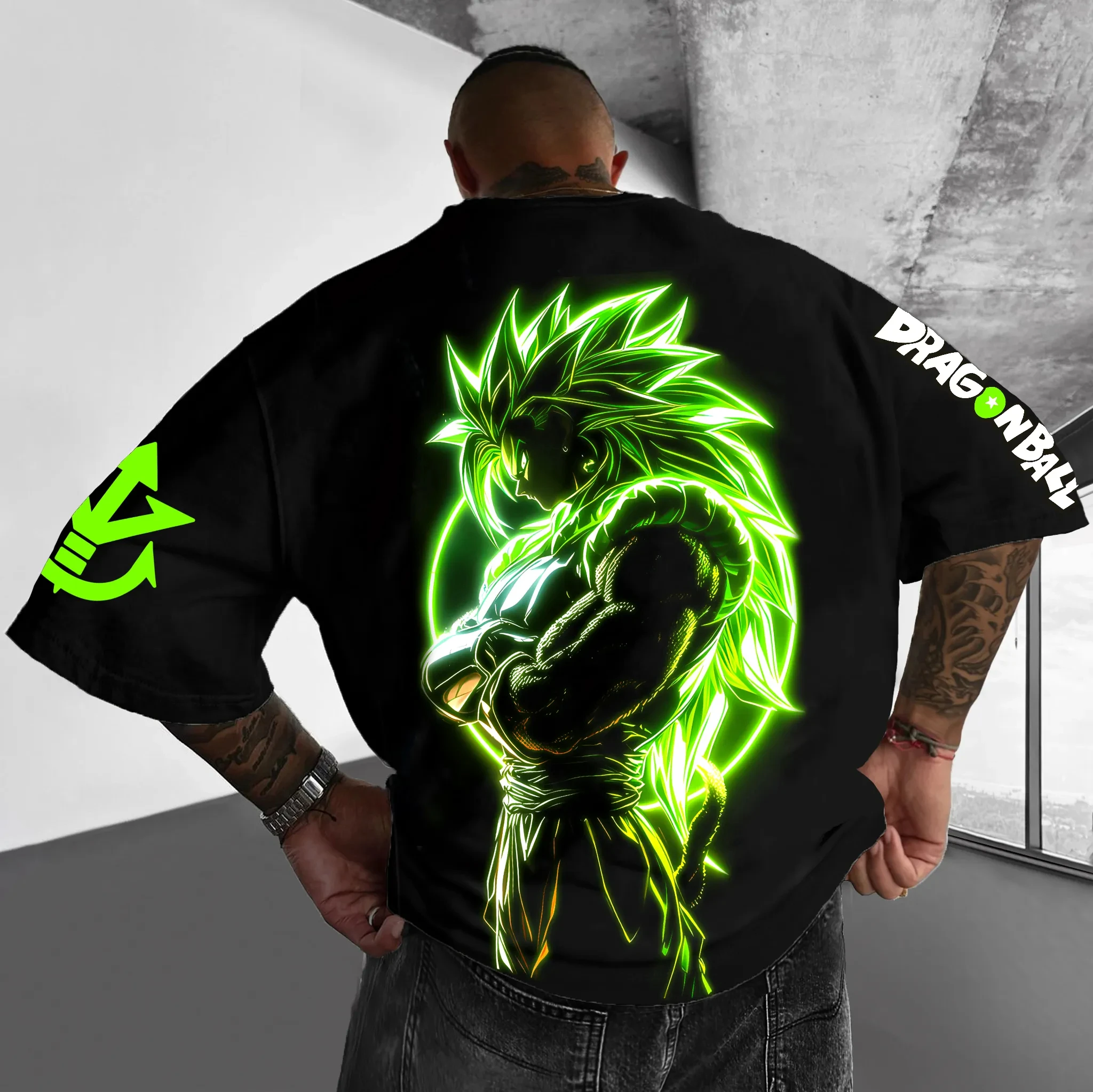 Dragon Ball Anime Goku imprimé pur coton à manches courtes ample sport hommes et femmes à la mode été col rond T-shirts