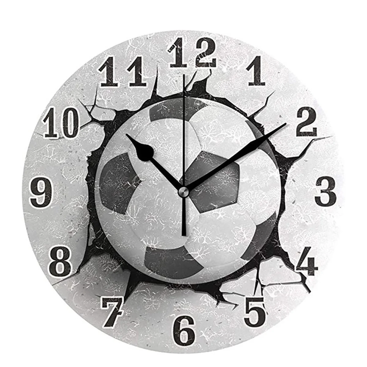 12Inch Football Wall Crack Clock Round Wall Clock Mute Quartz Table Clock Bedroom Living Room Home Decoration Wall Watch