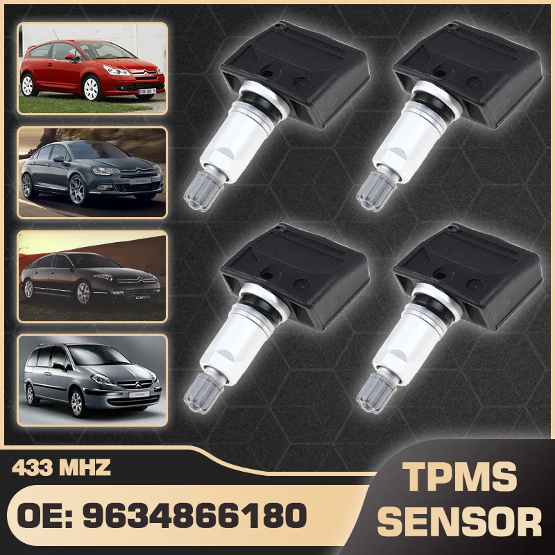 

1/4Pcs Tire Pressure Monitor Sensor TPMS For Citroen C4 Citroen C5 Citroen C6 Citroen C8 2004-2014 9634866180 51750439 433 MHz