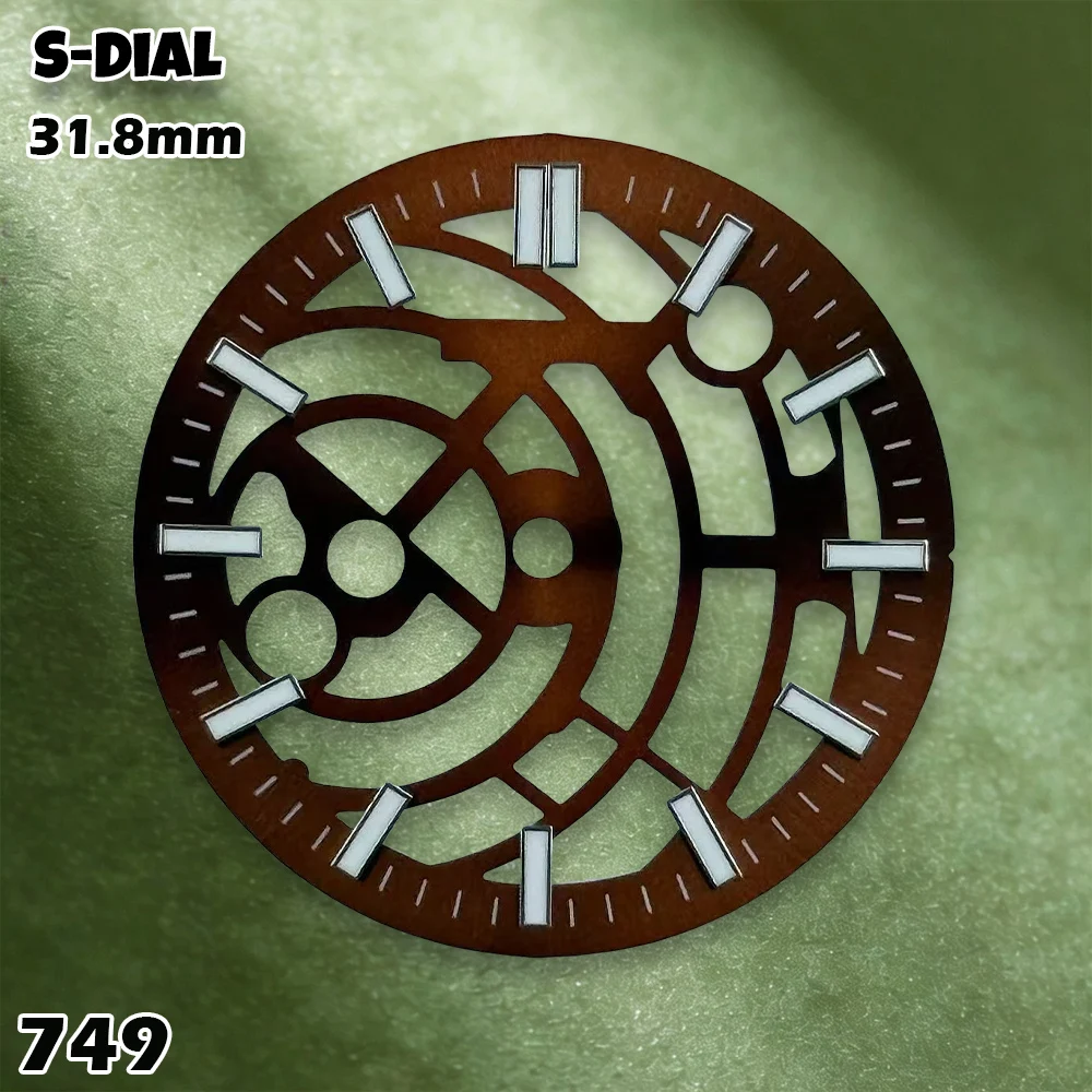 NH 31.8mm S Logo NH70 Hollowed Out Dial Green Luminous Dial suitable for NH70 Movement Exquisite Watch Modification Accessories view 5