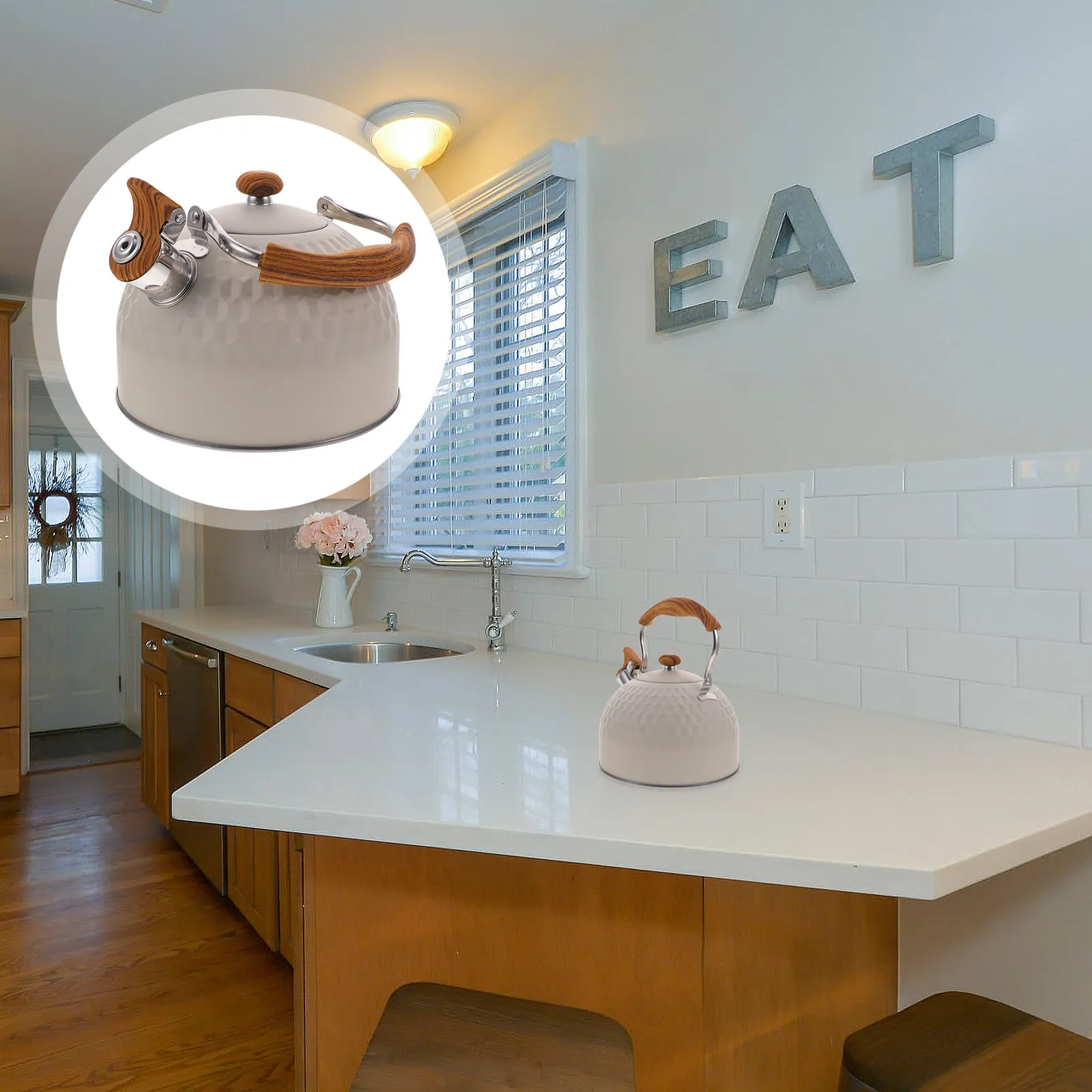 

Stainless Steel Heating Kettle Whistling Boiling Pot Metal Teapot Hot Water Boiler Easy Use Kitchen Pot for Gas Stove Induction