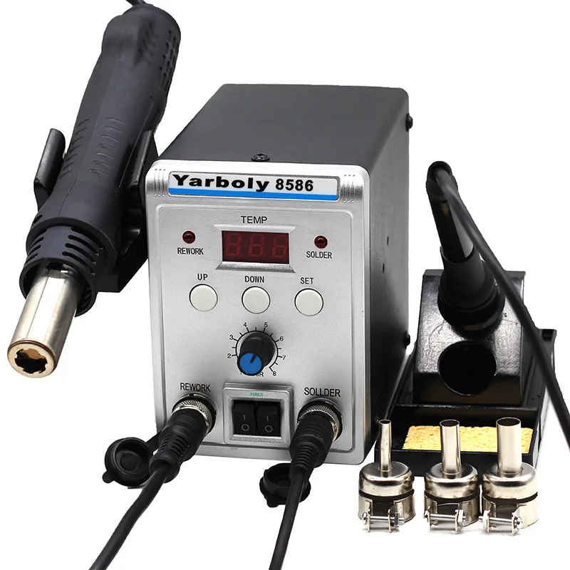 

8586 Electric Soldering Iron Hot Air Gun Two-in-one Hot Air Gun Welding Table, Dismantling Welding Table Mobile