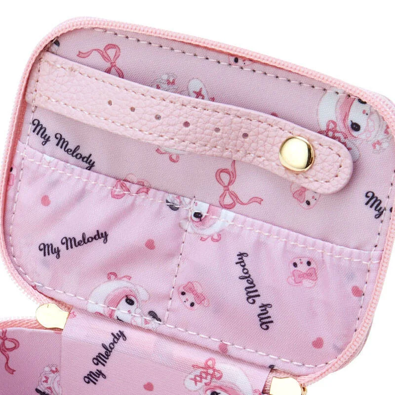 Sanrio Anime Kuromi My Melody Makeup Bag Lipstick Box PU Leather Storage Box Kawaii Cartoon Jewelry Bag Girls Cosmetic Bag