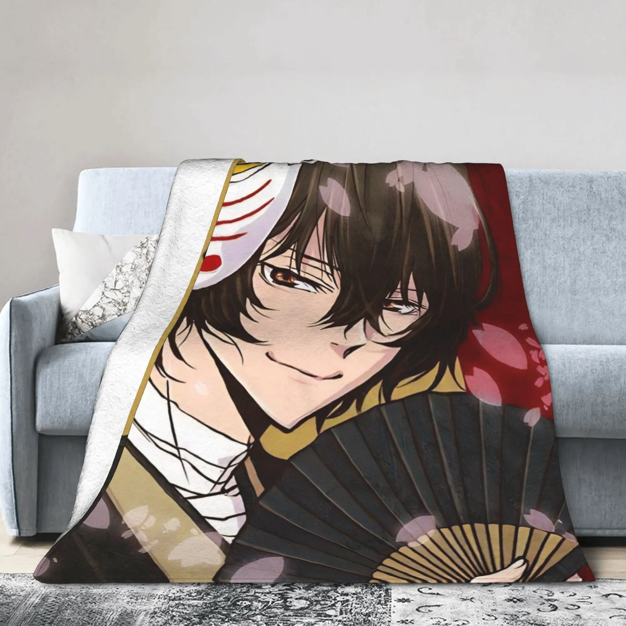 Dazai Bungo Stray Dogs   Flannel Blankets Winter  Soft Durable Throw Blanket  Living Room Fluffy Bedspread Sofa Bed Cover