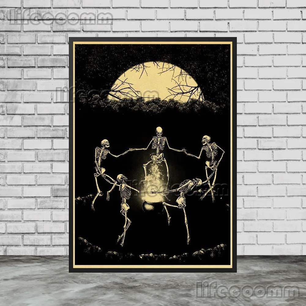 Vintage Skull Love Married in Love Retro Poster Wall Art Canvas Painting Posters Prints Wall Pictures For Living Room Home Decor