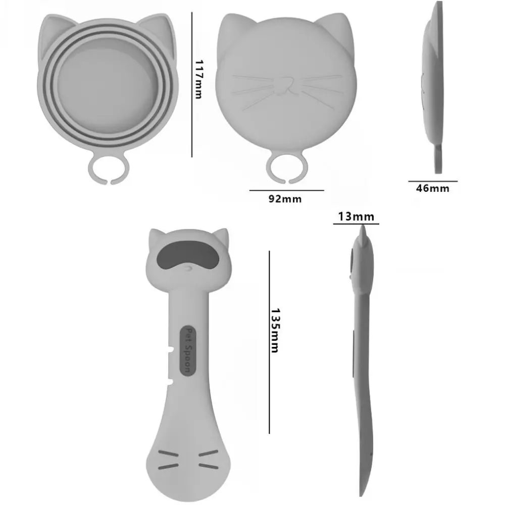 Pet Feeder Silicone Cat Dog Cover Spoon Pet Can Opener Cat Paw Shape Storage Lid Stirring Spoon