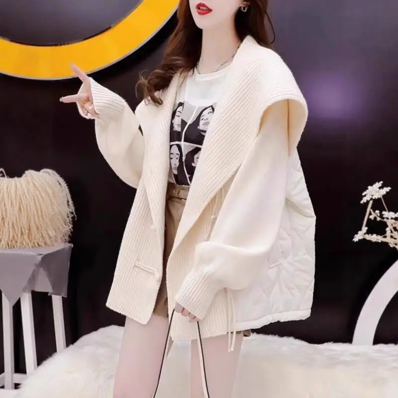 ملابس نسائية جديدة لعام 2025 معطف أنيق ومزاجي من القطن المرقعة سترة صوفية بنمط كسول معطف قطني سميك دافئ #2