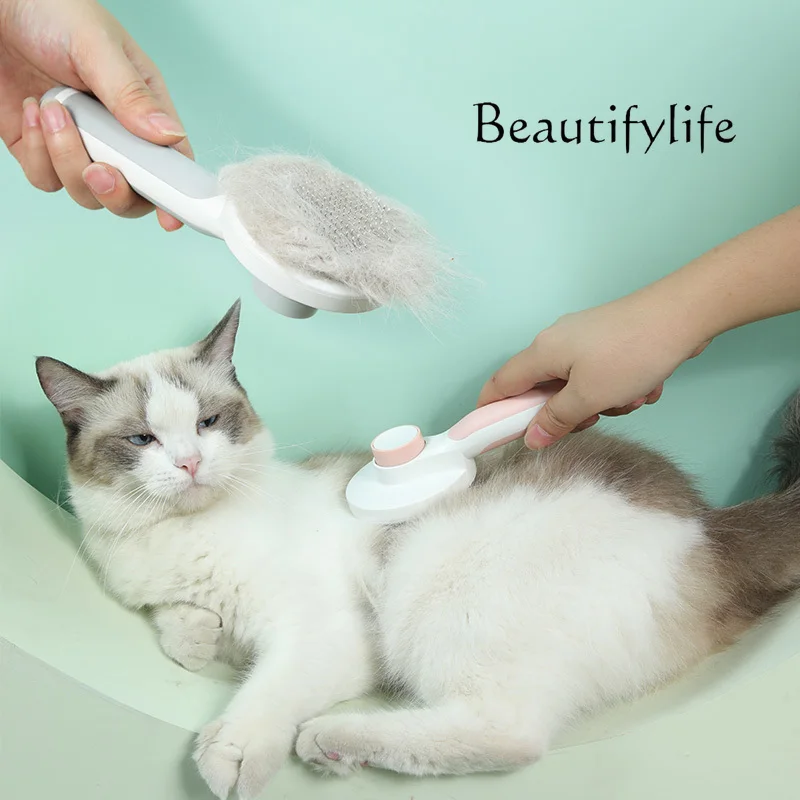 Cat comb hair removal round handle needle comb open knot dog comb stroking cat brush pet supplies