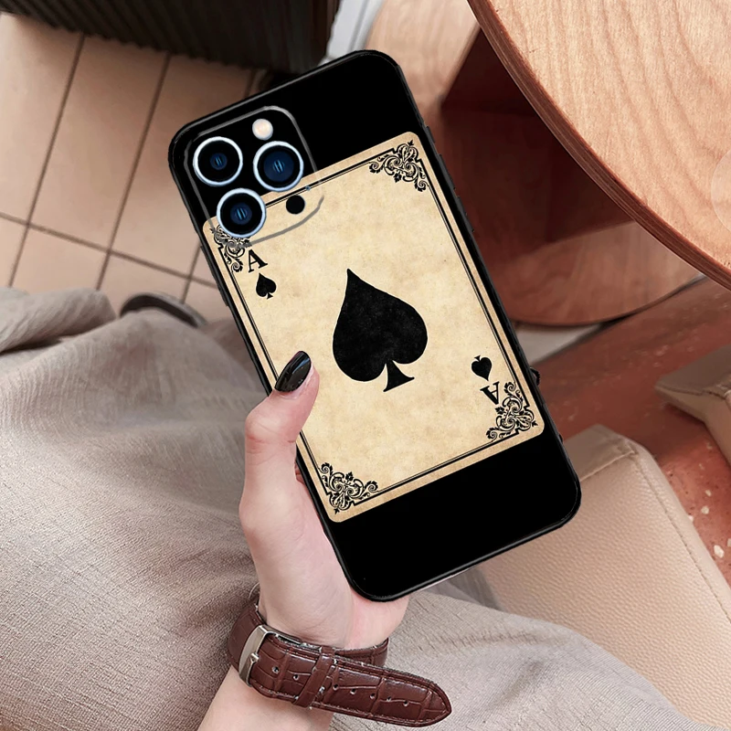 Ace of spades Poker Card Case Cover For iPhone 13 12 Mini 11 14 Pro Max XS X XR 7 8 Plus 15 16 Pro Max