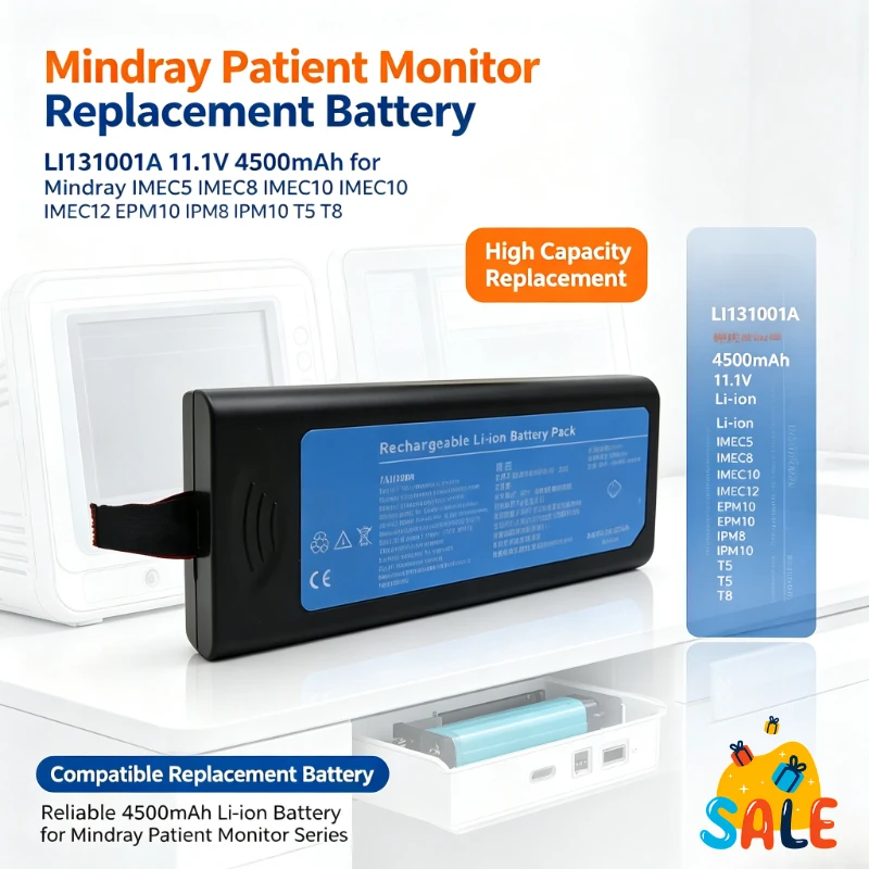 LI131001A 11.1V 4500mAh Replacement Battery For Mindray IMEC5 IMEC8 IMEC10 IMEC12 EPM10 IPM8 IPM10 T5 T8 Patient Monitor