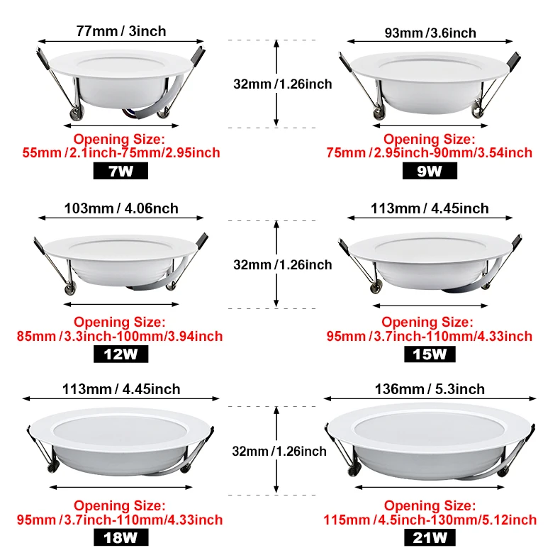 10Pack LED Downlight 220V Einbau Runde Decke Doppellicht Schlafzimmer Innen Wohnzimmer Für Wohnkultur Beleuchtung LED Spot lampe – Detail 3
