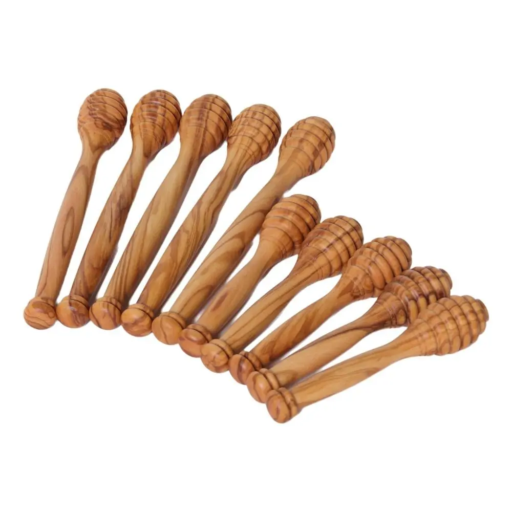 Portable 10/15/16cm Wooden Honey Dipper Deep Grooves Handmade Honey Stirrer Spoon Elegant Comfort Grip Honey Dipper Stick