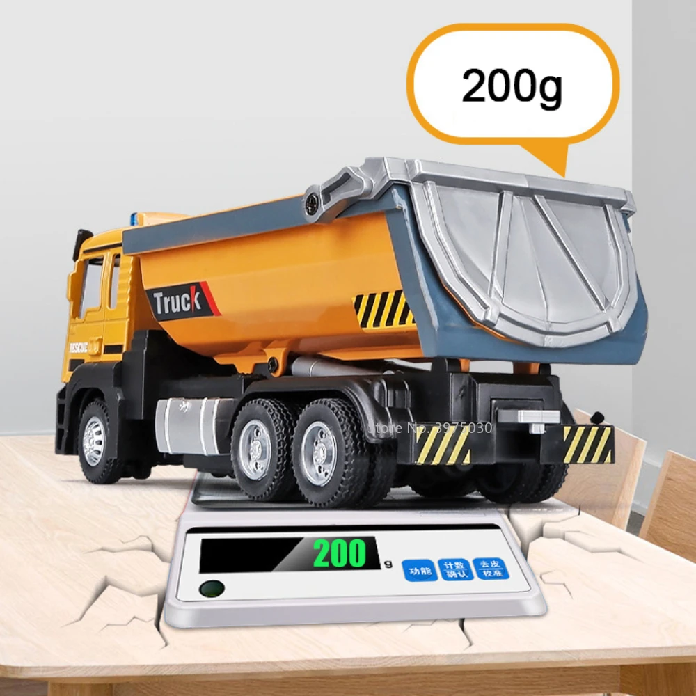 1/50 Scale Tipper Truck Alloy Diecast Toy Model Dump Engineering Transport Truck Sound Light Pull Back Collection Gifts For Kids