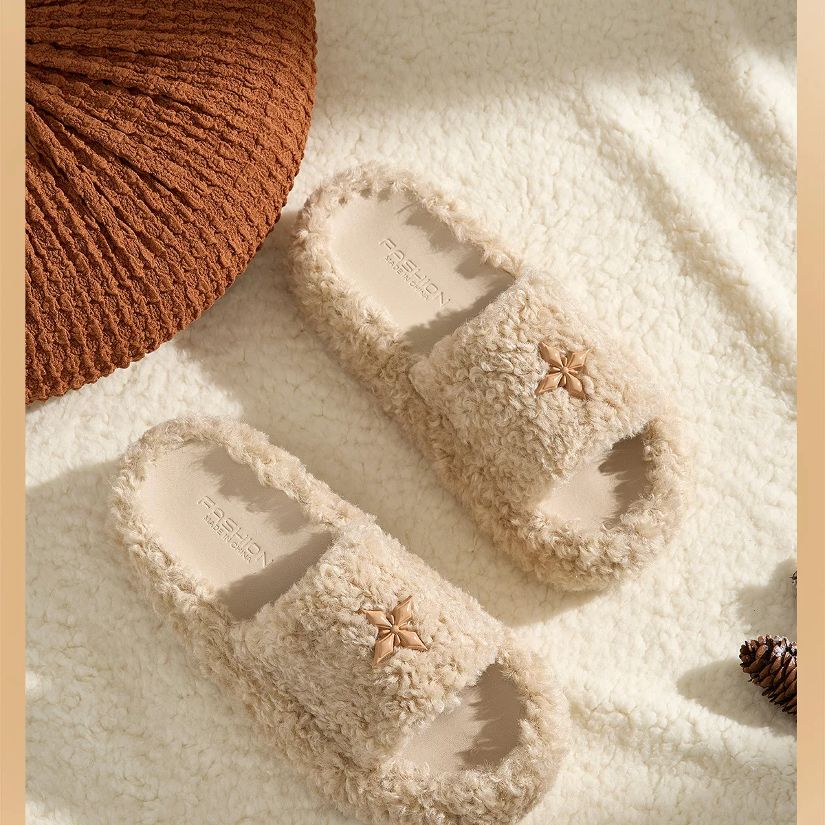 شباشب نسائية شباشب قطنية موضة خريف وشتاء دافئة أحذية داخلية منزلية كاجوال شباشب منزلية