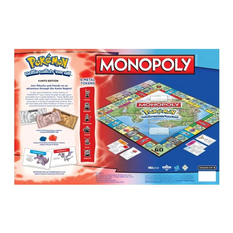 New English Version Pokemon Pikachu Monopoly Real Estate For Adults and Children Family 2-6 People Party Birthday Game Kids Gift