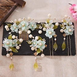 Vintage Hair Stick Fairy Hairpin Chinese Hanfu Hair Accessories For Women Floral Tassel Hair Comb Forks Headdress Hair Jewelry