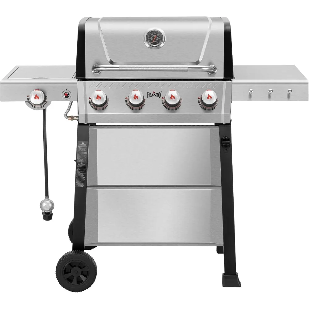 

Outdoor Propane Gas Grill with 4+1 Burners, Premium Stainless Steel Construction and Enamel Coated Body