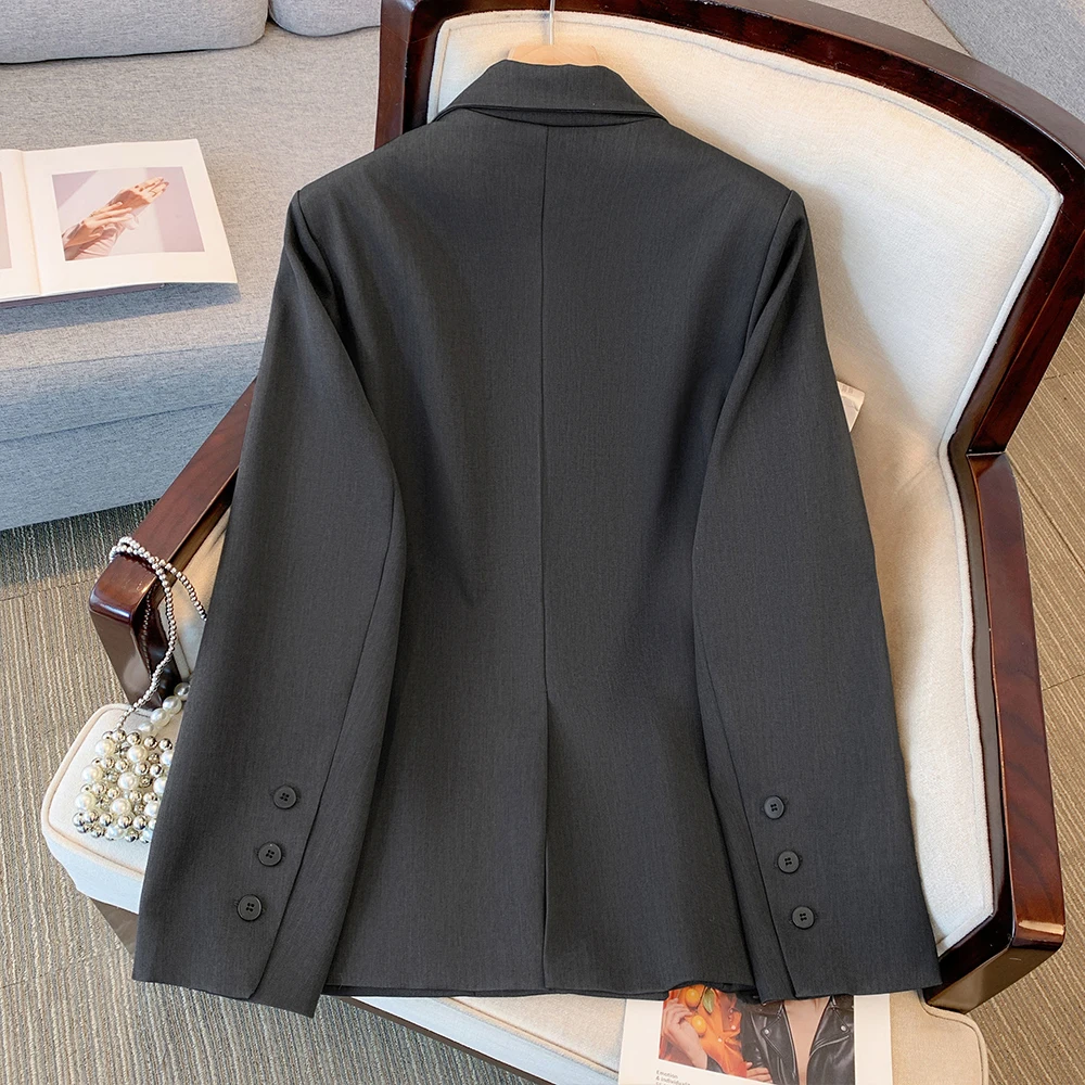 Autumn and winter new plus size women's formal black commuter blazer jacket loose casual simple office career tops 2024 big