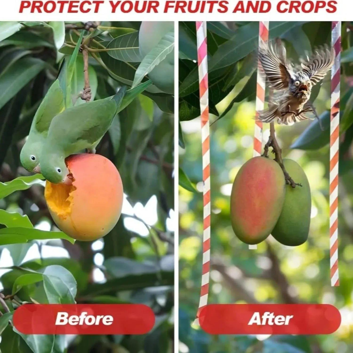 Anti Bird Flashing Reflective Tapes Fruit Tree Bird Pigeon Scare Tape Strips Double Sided Repellent Deterrent Ribbon for Orchard
