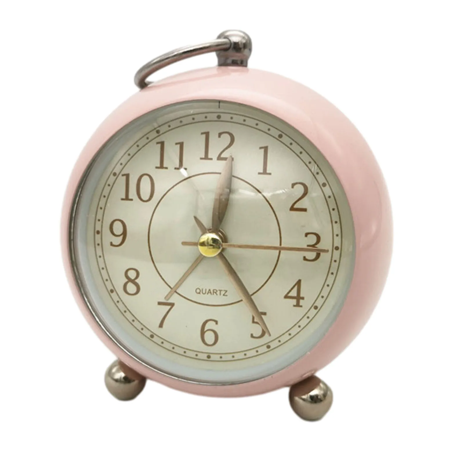 Silent Vintage Alarm Clock Round Simple Design Small 12 Hour Display For Table Night Light Non Ticking Retro Bedroom