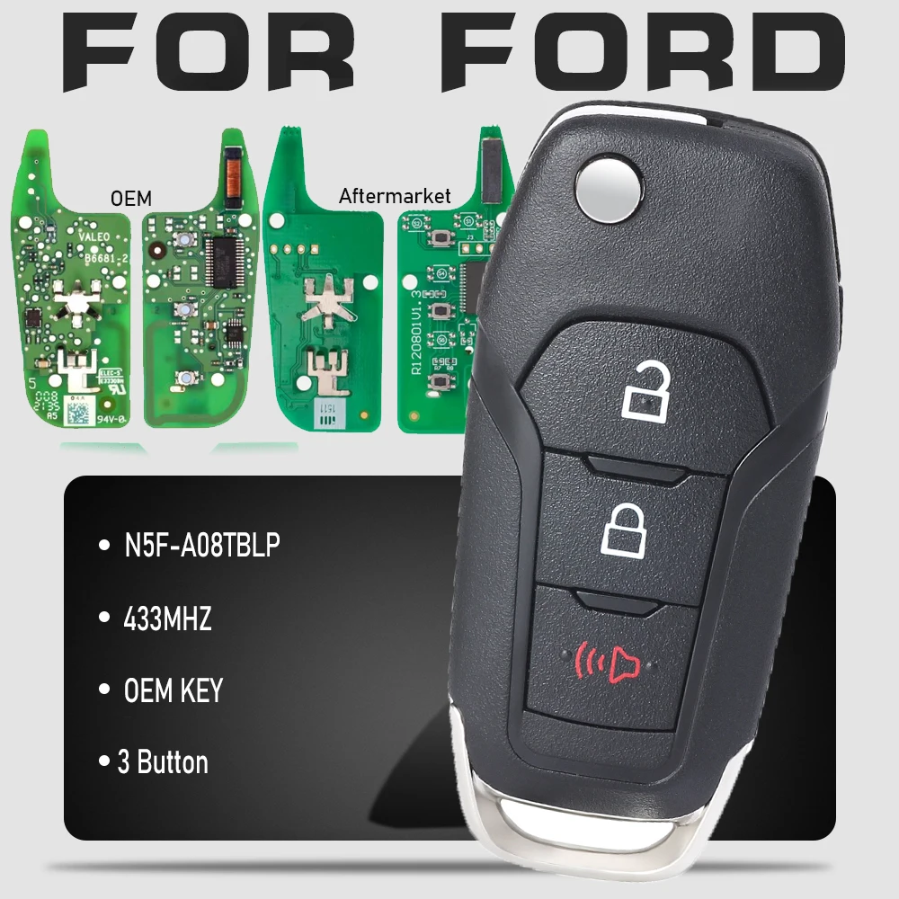 

KEYECU N5F-A08TBLP OEM Original Key Flip Remote Key Fob 433MHz for Ford F-150 F-250 2023 2024