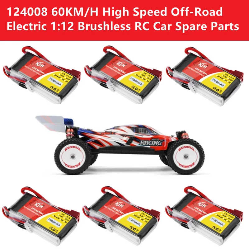 124008 60KM/H High Speed off-Road Electric 1:12 Brushless Remote Control RC Car Spare Parts 11.1V 3S 2500Mah Battery