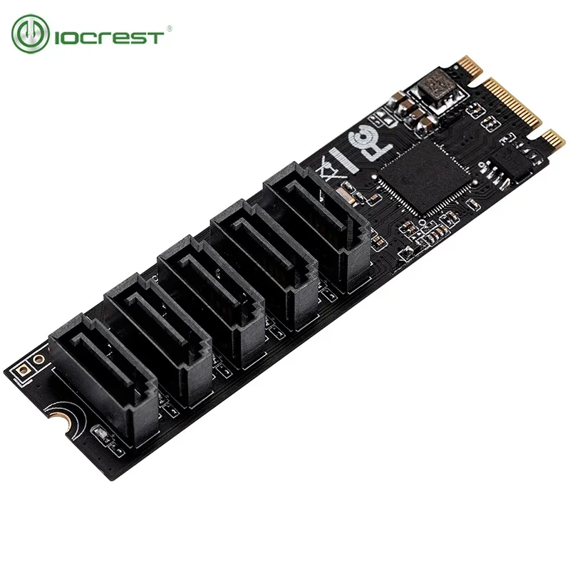 IOCREST M.2 (PCIe 3.0)  to 5 Ports SATA III 6G ssd Adapter with sataIII cable SATA3.0 to m.2 pci-e