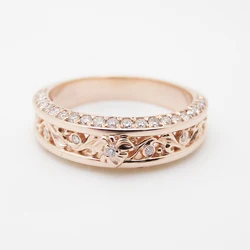 CAOSHI Chic Rose Gold Color Ring Female Engagement Party Accessories Dainty Exquisite Wedding Bands Shiny Zirconia Jewelry Gift