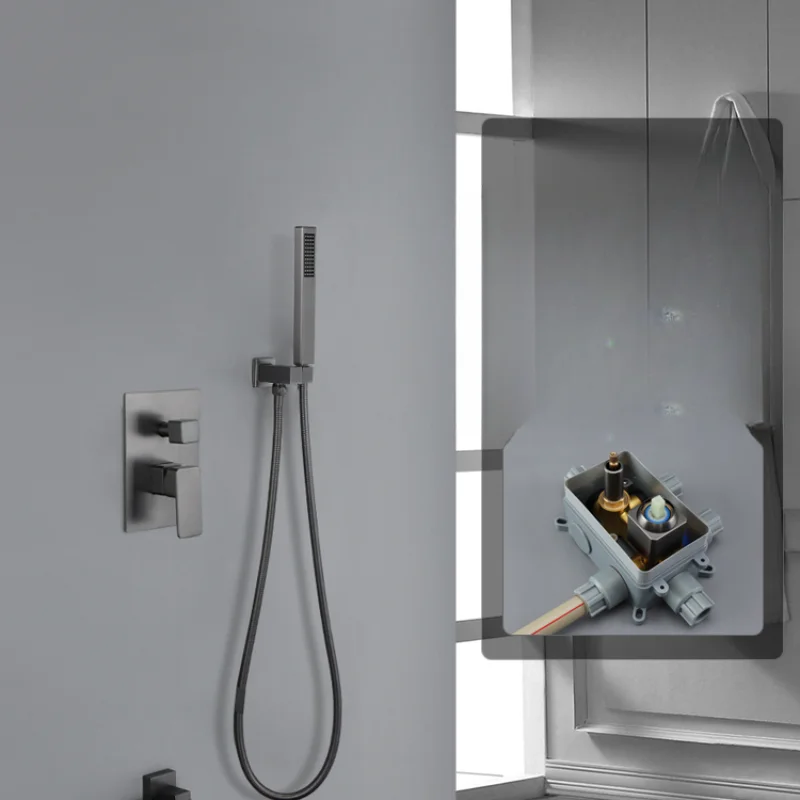 Concealed shower setHot & cold hidden built-in 59 copper bathroom toilet shower top spray shower