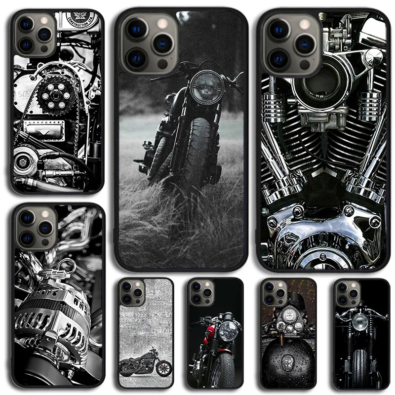 Motor Engine Motorcycle Celular Mobile Phone Cases For iPhone 16 15 14 12 13 mini 11 Pro MAX 6 7 8 Plus SE2020 Coque Fundas