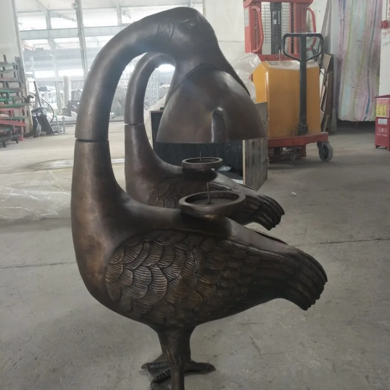 Outdoor Garden Display Animal Duck Candle Light Statue Casting Bronze Metal Crafts Christmas Home Garden Art Deco Sculpture