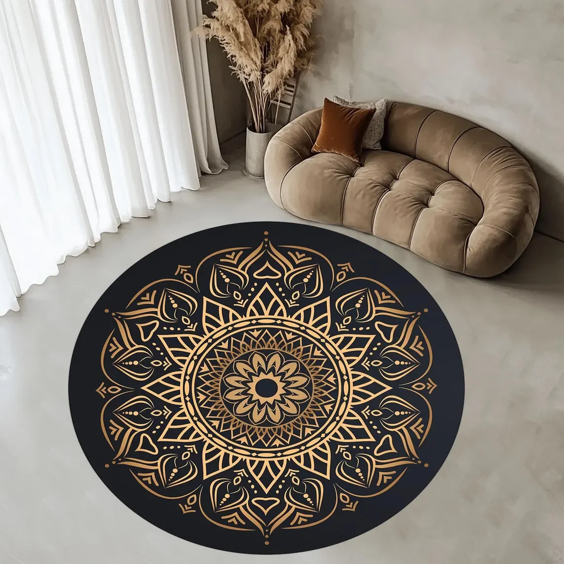 Mandala Retro runde Teppichteppiche für Schlafzimmer, Wohnzimmer, Dekoration, Waschraum, Bodenmatte, Teppiche für Schlafzimmer, Schlafzimmer, Dekoration