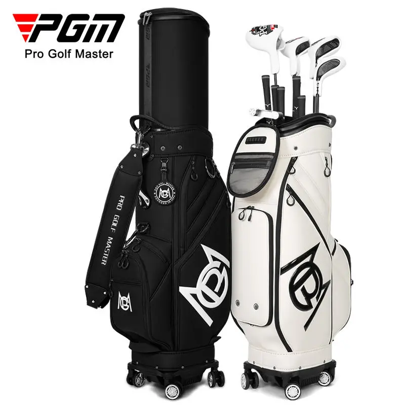 

PGM Golf Bag Men Women Hard Shell Telescopic Four Wheel Flat Push Air Cargo Inverted Club Soft Leather QB153