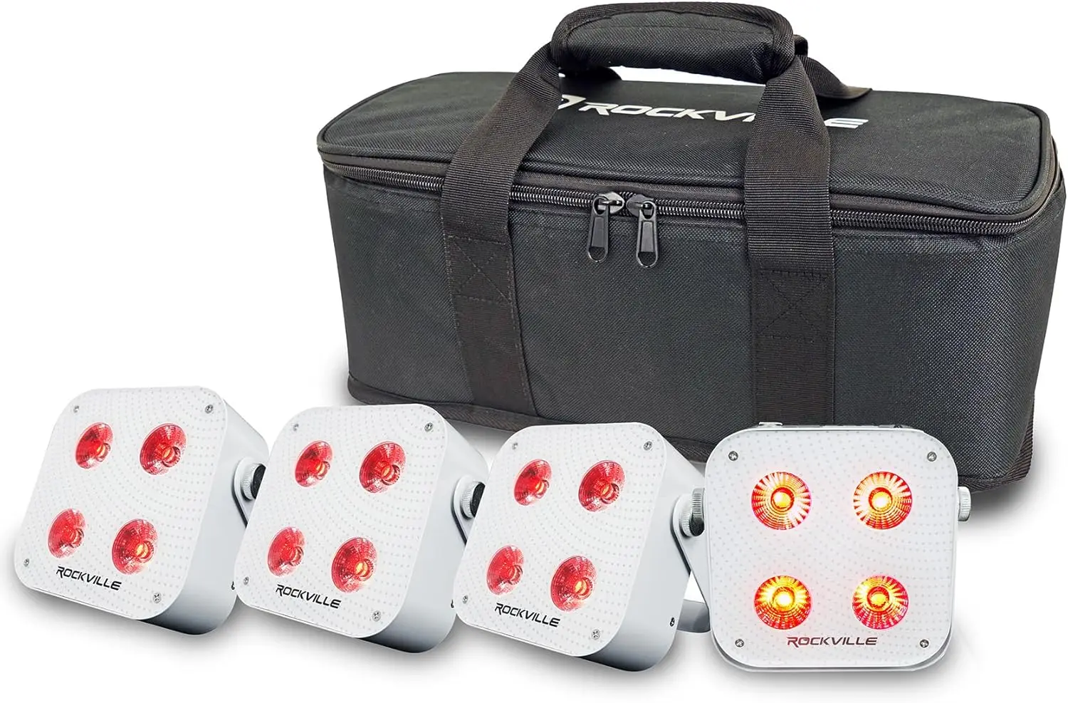 4 Pack Mini IR4 White LED Wash Lights,Compact, App Control, LCD, Wireless DMX, Rechargeable, Perfect for DJ & Event Lighting