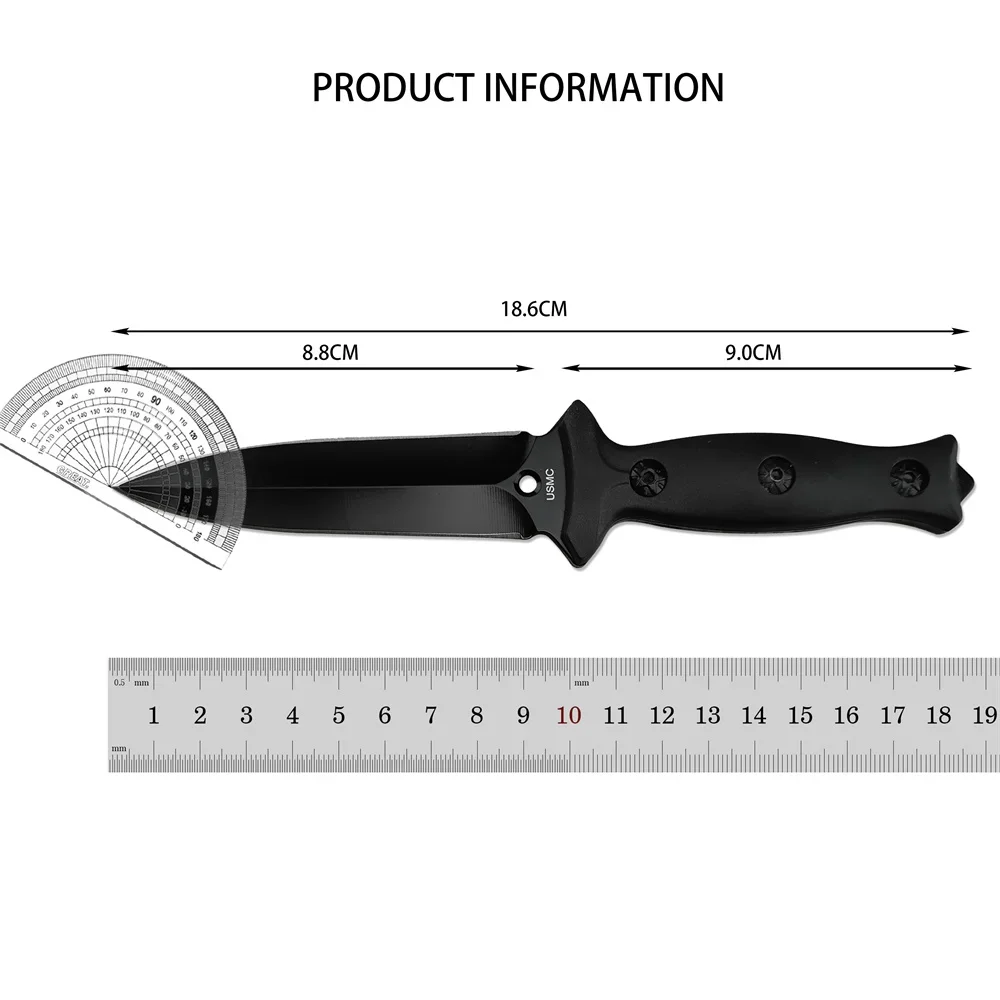 Outdoor Pocket Knife Camping Hiking Tool Fixed Blade Knife 440C Blade ABS Handle EDC Survival Hunting Cutting Knife